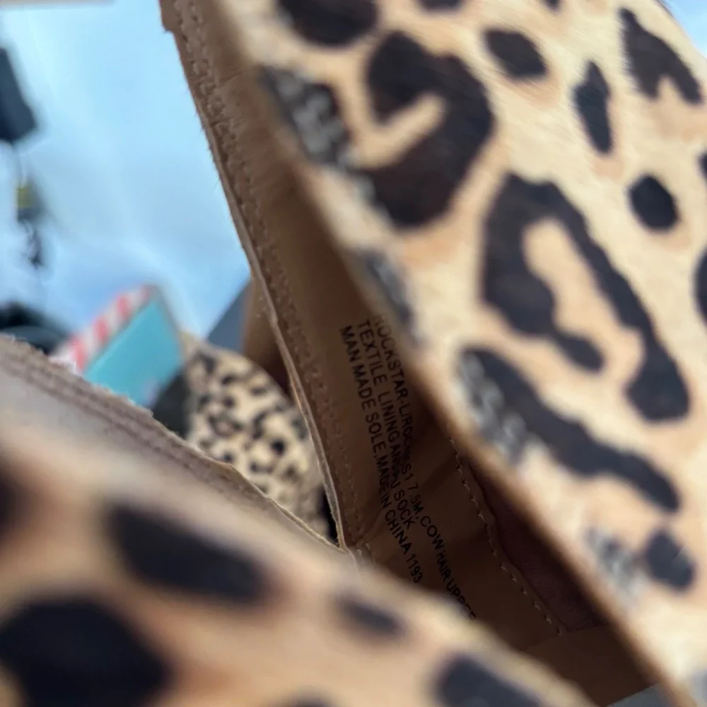 Steve‎ Madden Rockstar Leopard Calf Hair Booties Tan Brown 7.5M ROCKSS17